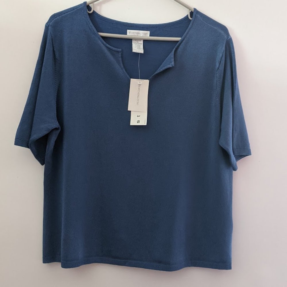 Worthington Stretch NWT blue top, size 1X